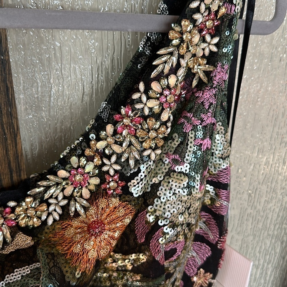 Mac Duggal EMBELLISHED FLORAL ONE SHOULDER GOWN botanical print size 12 NWT - Picture 11 of 16